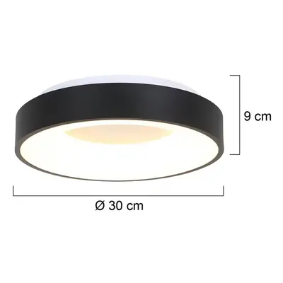 Steinhauer LED stropní svítidlo Ringlede 2 700 K Ø 30 cm černé