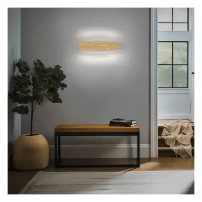 quitani Quitani LED nástěnné svítidlo Persida, délka 48 cm, dub, 2 700 K