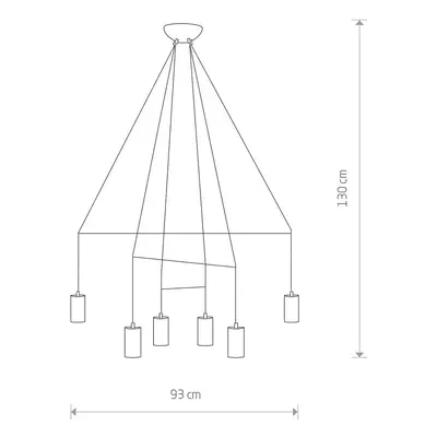 Euluna Závěsná lampa Imbria, 6 světel, délka 93 cm, černá