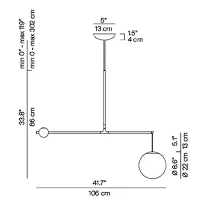 Luceplan Závěsná lampa Luceplan Malamata černá matná, 106 cm