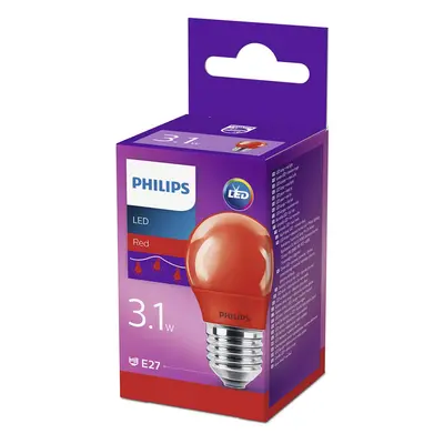 Philips LED žárovka E27 P45 3,1 W, červená