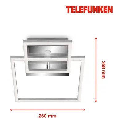 Telefunken LED stropní Frame, senzor, chrom/hliník 26x36cm