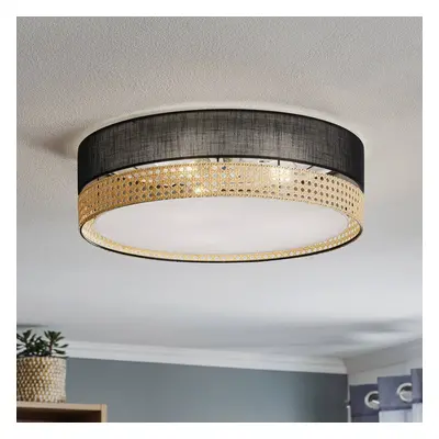 TK Lighting Stropní světlo Paglia černá/ratan, Ø 45 cm