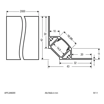 EVN EVN APFL3 Al profil rohový vnitřní 200cmx4,3cm