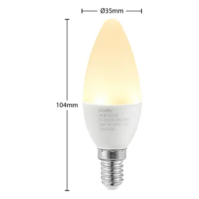 Lindby Lindby LED žárovka, E14, C35, 4,5W, opál, 3000K, sada 2 kusů