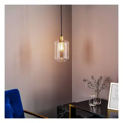 Solbika Lighting Závěsné svítidlo s čirým skleněným stínidlem Ø 17 cm