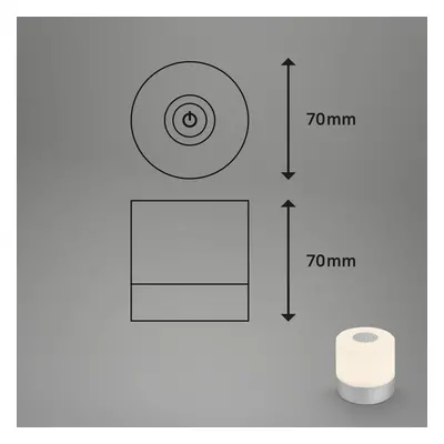 Briloner Stolní lampa LED Smal, dobíjecí baterie, 2 700 K, matný chrom