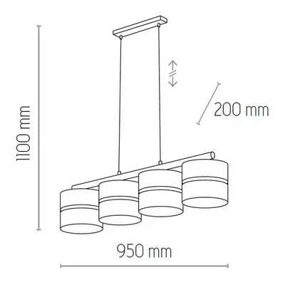 TK Lighting Závěsné svítidlo Linobianco, lineární, čtyři světla