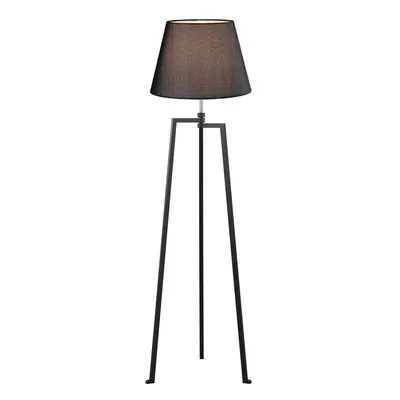 Lucande Stojací lampa Lucande Amona, černá, textil, 150 cm, trojnožka