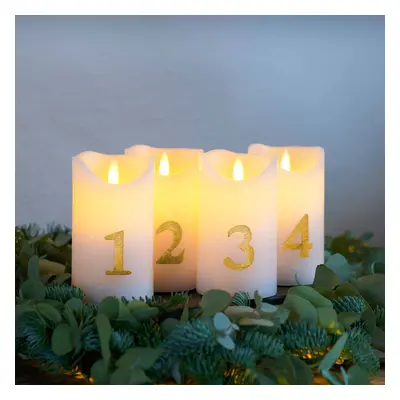 Sirius LED svíčka Sara Advent 4ks výška 12,5cm bílá/zlatá