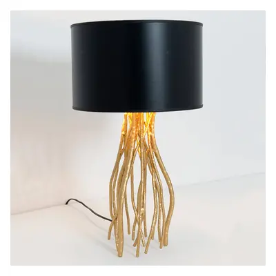 Holländer Černá stolní lampa Capri, kulatá, výška 44 cm