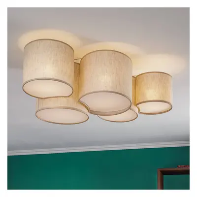 TK Lighting Stropní svítidlo Mona Nature, 5 světel, přírodní len