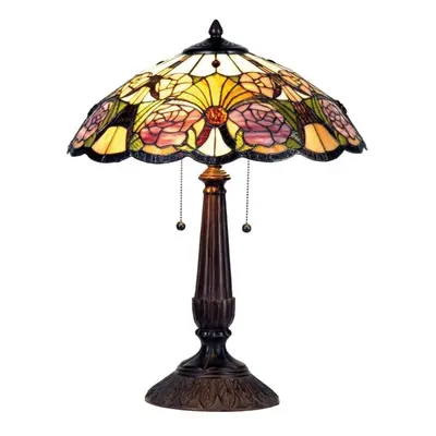 Clayre&Eef Květinová stolní lampa Rose, Tiffany styl