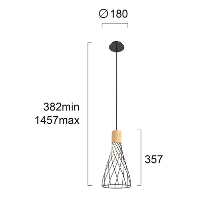Viokef Závěsné světlo Hank s mřížovým stínidlem, černé