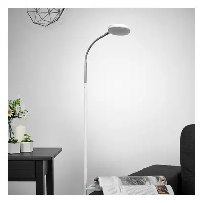 Lindby Stojací lampa Lindby LED Milow, bílá, výška 140 cm, nožní spínač