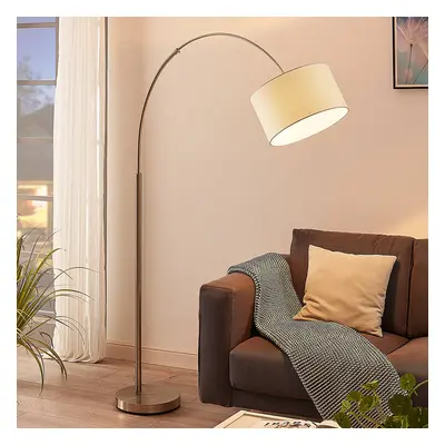 Lindby Stojací lampa Lindby Railyn, bílá, tkanina, 200 cm, E27