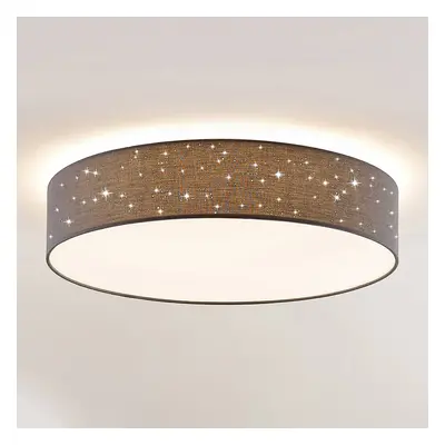 Lindby Lindby LED stropní svítidlo Ellamina, Ø 60 cm, antracit, textil