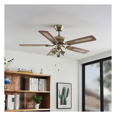 Lucande Stropní ventilátor Lucande s osvětlením Anariki, tichý, mosazný