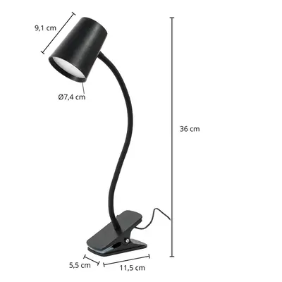 Lindby Stolní lampa LED Lindby Ailina, objímková základna, černá