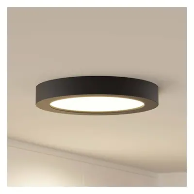 PRIOS Stropní svítidlo Prios LED Edwina, černé, 25 cm, CCT, IP44