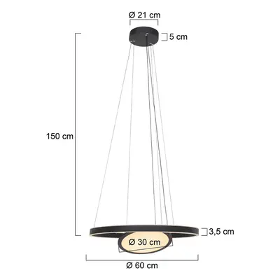 Steinhauer LED závěsné světlo Ringlux 3 zdroje černá Ø 60 cm