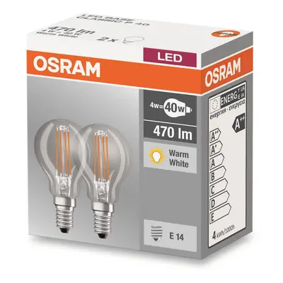 OSRAM E14 4W 827 LED žárovka - kapka, sada 2ks