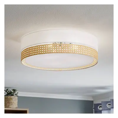 TK Lighting Stropní světlo Paglia bílá/ratan, Ø 45 cm