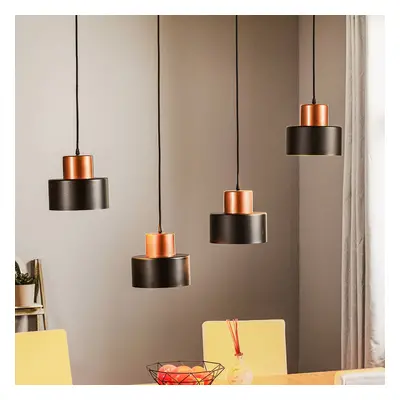 TEMAR LIGHTING Závěsné světlo Olla v černé/mědi, čtyři zdroje