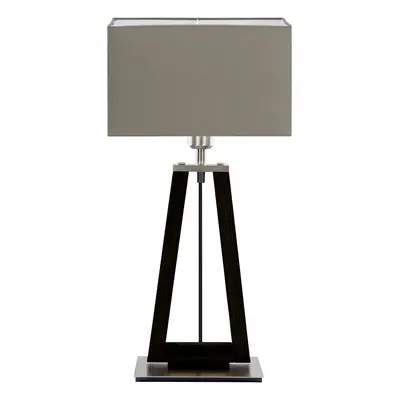 HerzBlut Stolní lampa HerzBlut Bi Bob, jasanový dub, dřevěné uhlí/taupe