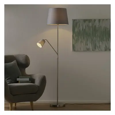 FISCHER & HONSEL Textilní stojací lampa Layer, čtecí světlo, šedá