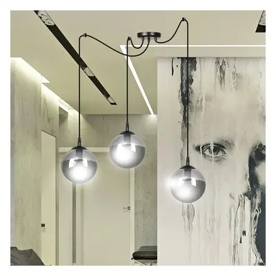 EMIBIG LIGHTING Závěsné svítidlo Glassy 3 světla decentrální, sklo grafitové