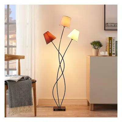 Lindby Stojací lampa Lindby Melis, 130 cm, třížárovková, textilní