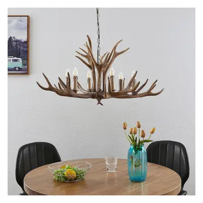 Lindby Závěsná lampa Lindby Tejask, Ø 102 cm, 6 světel, paroží, E14