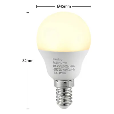 Lindby Lindby LED žárovka E14 G45 4,5W 3000K opálová sada 2 kusů