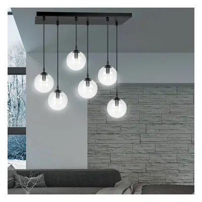 EMIBIG LIGHTING Skleněné závěsné svítidlo, 6 světel, černá, grafit, sklo, 75 cm