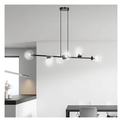 EMIBIG LIGHTING Skleněné závěsné svítidlo, 6 světel, černé, čiré, sklo, 110 cm