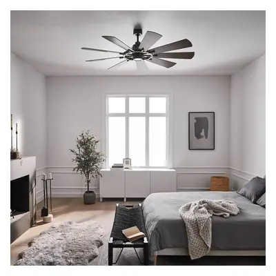 KICHLER LED stropní ventilátor Gentry bílá/ořech tmavý