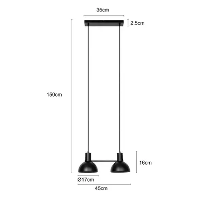 Lucande Lucande Mostrid závěsné světlo, černá, dva zdroje