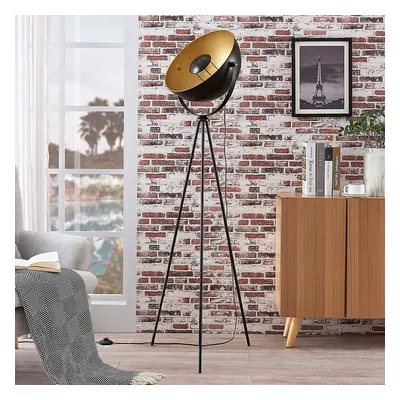 Lindby Černozlatá stojací lampa se stojanem tripod Meline