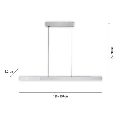 PURE PURE Moto-Rise LED závěsné světlo s CCT, stříbrná