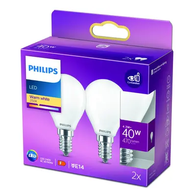 Philips Philips LED žárovka kapka E14 4,3W 2 700K opál 2ks