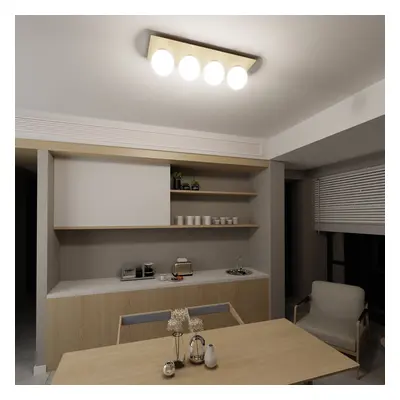 EMIBIG LIGHTING Stropní světlo Kenzo, hranaté, hnědá/bílá 4 zdroje