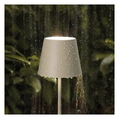 Sigor Nuindie IP54 LED dobíjecí stolní lampa 38 cm kulatá USB-C dune beige