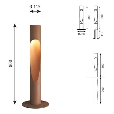 Louis Poulsen Louis Poulsen Flindt uzemněné 80 cm corten