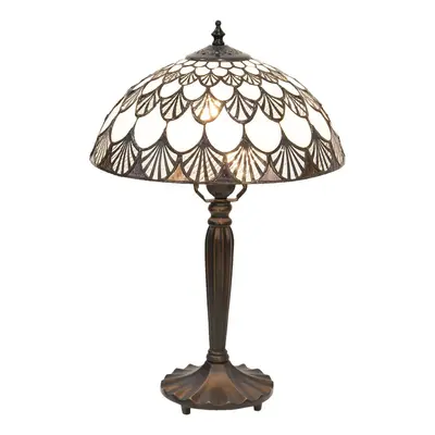 Clayre&Eef Stolní lampa 5998 vzor mušlí, styl Tiffany