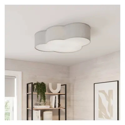 TK Lighting Stropní svítidlo Cloud z textilu, délka 62 cm, šedá barva