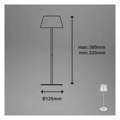 Briloner Stolní lampa LED Kiki s dobíjecí baterií RGBW, matný chrom