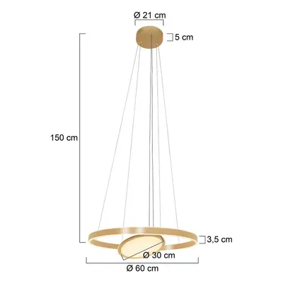 Steinhauer LED závěsné světlo Ringlux 3 zdroje Ø 60 cm zlatá