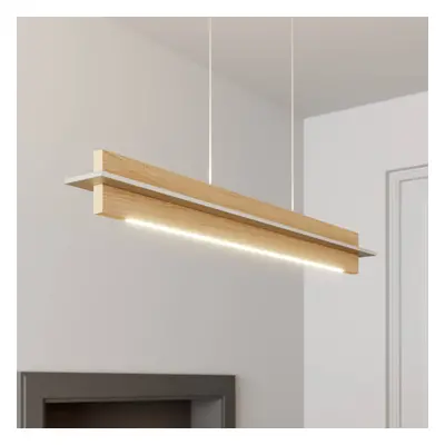 quitani Quitani LED závěsné svítidlo Lexa, dub/nikl, délka 78 cm