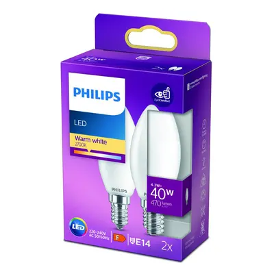 Philips Philips LED svíčka B35 E14 4,3W 2 700K opál 2 ks